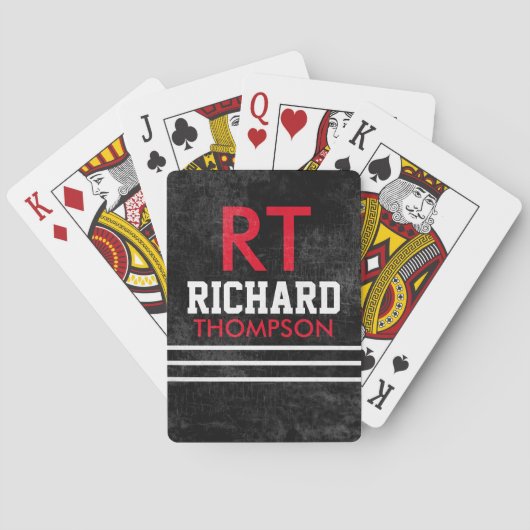 Het Monogram van de speler (naam + initialen) op v Pokerkaarten (Achterkant)
