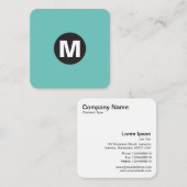 Het Monogram van de Vlek van de cirkel - Aqua Vierkante Visitekaartje (Voorkant / Achterkant)