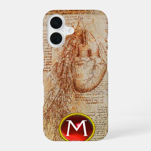 Het monogram van het hart en de Bronchiale Arterie iPhone 16 Hoesje (Achterkant)