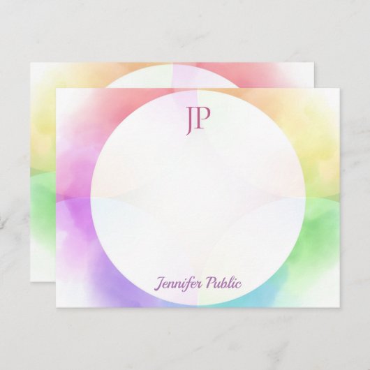 Het Monogram van het Manuscript van het hand Moder Notitiekaartje (Voorkant / Achterkant)