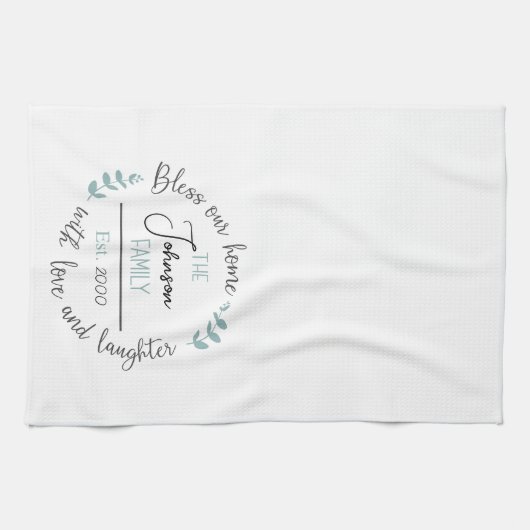 Het monogram voor de naam van onze thuisfamilie theedoek (Horizontaal)