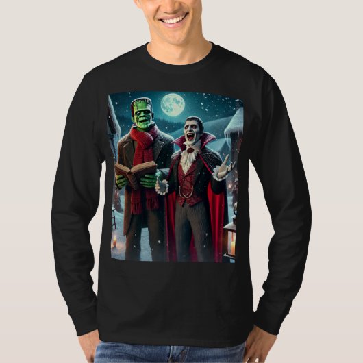 Het monster en de Dracula van Caroling Frankenstei T-shirt (Voorkant)