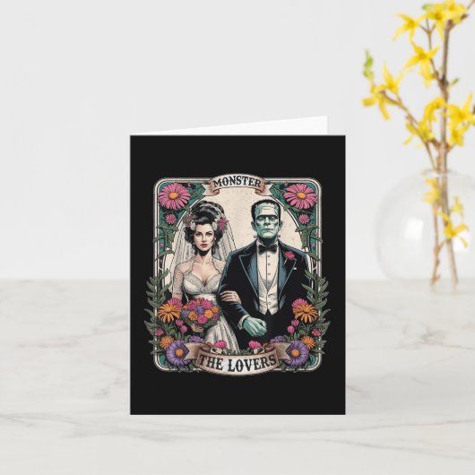 Het Monster Frankenstein En Bruid De Geliefden Tar Kaart (Gele Bloem)