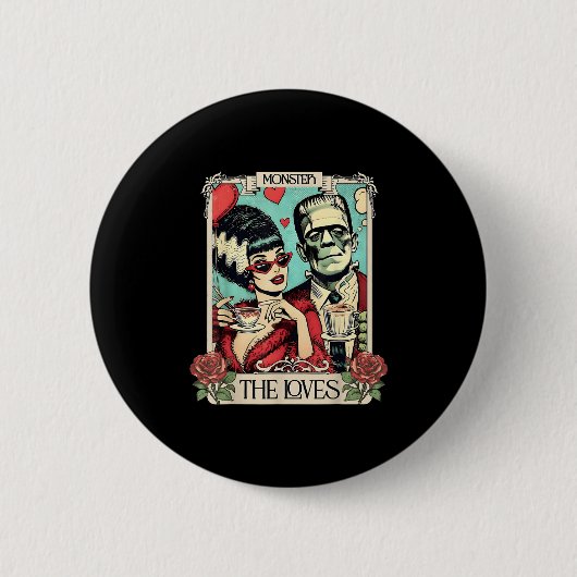 Het monster Frankenstein en bruid de geliefden Tar Ronde Button 5,7 Cm (Voorkant)