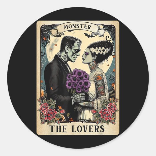Het monster Frankenstein en de bruid Taro Ronde Sticker (Voorkant)