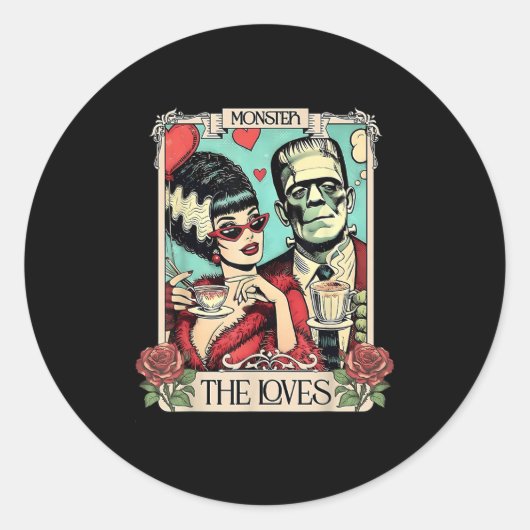 Het monster Frankenstein en de bruid Taro Ronde Sticker (Voorkant)