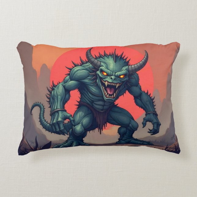Het Monster Green Pillow Accent Kussen (Voorkant)