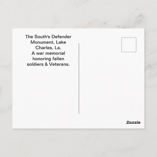 Het monument van de verdediger van het zuiden, Lak Briefkaart (Achterkant)