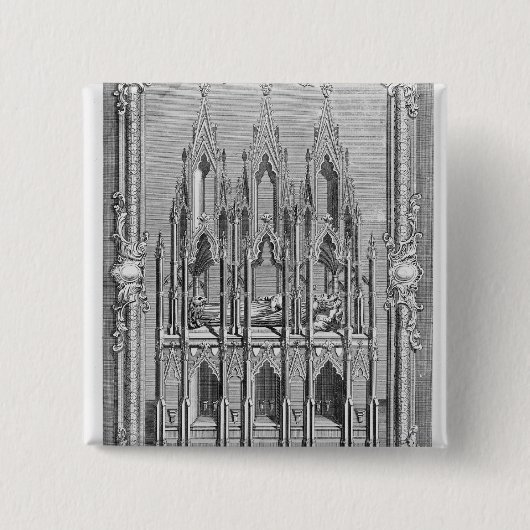 Het monument van Edward II Vierkante Button 5,1 Cm (Voorkant)