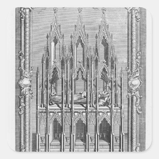 Het monument van Edward II Vierkante Sticker (Voorkant)