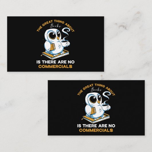 Het mooie aan boeken is dat er geen commer is visitekaartje (Voorkant / Achterkant)