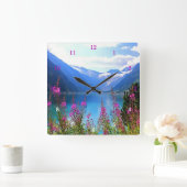 Het mooie bergmeer vierkante klok (Huis)
