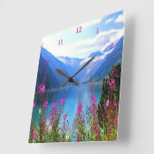 Het mooie bergmeer vierkante klok (Hoek)
