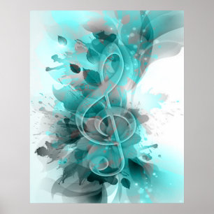 Het mooie blauwe koele grijs ploetert poster