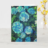 Het mooie Blauwe Lege Wenskaart van de Hydrangea Kaart (Gele Bloem)