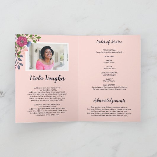 Het mooie Bloemen BegrafenisProgramma van de Foto (Binnen)