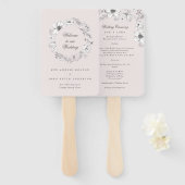 Het mooie Blush Floral Sketched Wedding Programme Handwaaier (Voorkant en achterkant)