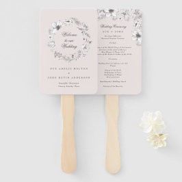 Het mooie Blush Floral Sketched Wedding Programme Handwaaier