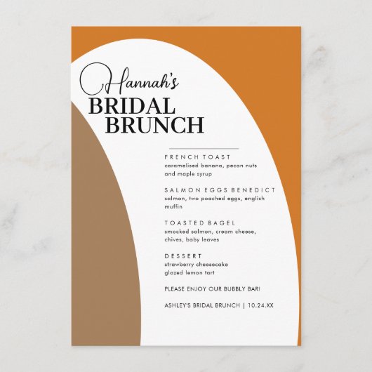 Het mooie Boho Script Minimale Menu Bridal Brunch (Voorkant)