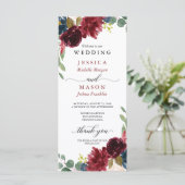 Het mooie Burgundy Weddenprogramma Programmakaart (Staand voorkant)