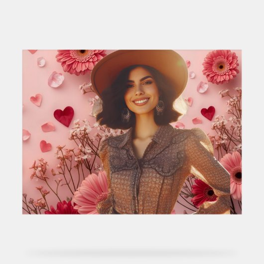 Het mooie cowgirl op een muur acryl bord (Voorkant)
