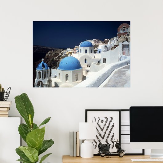 Het mooie eiland Santorini, Griekenland, Poster (Thuiskantoor)
