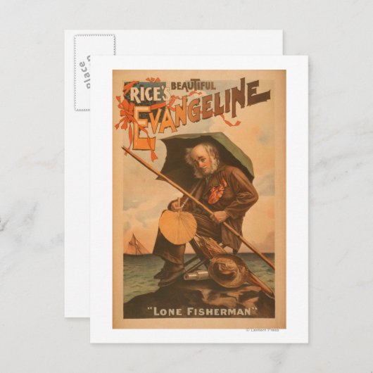 Het mooie Evangeline "Lone Fisherman" van Rijst Briefkaart (Voorkant / Achterkant)
