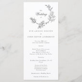 Het mooie Floral Monogram Sketched Wedding Program Programmakaart (Voorkant)