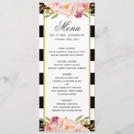 Het mooie Floral Stripes Modern Wedding Menu