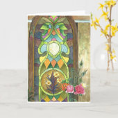 het mooie geluk te wensen paneel van het vlekglas kaart (Gele Bloem)