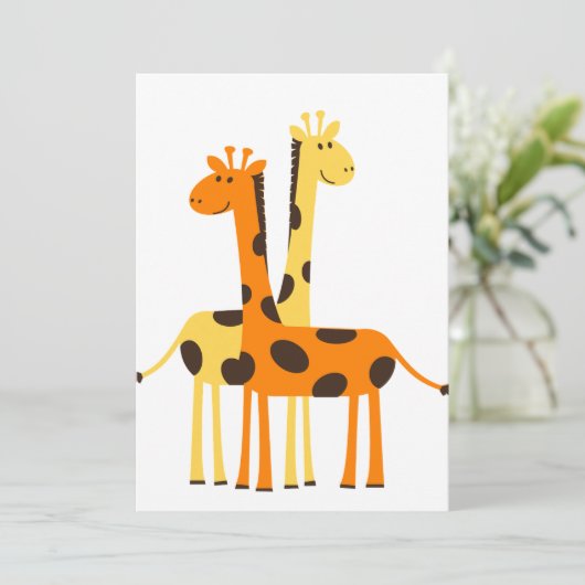 Het mooie giraf van de uitnodigings- en groetenkaa kaart (Staand voorkant)