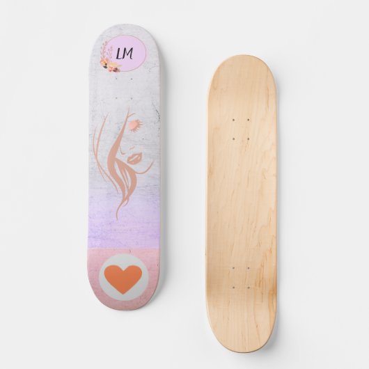 Het mooie Girl Monogrammed Skateboard (Voorkant)