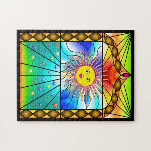 Het mooie Glas in lood Church Window Puzzle Legpuzzel (Horizontaal)