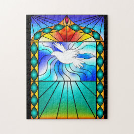 Het mooie Glas in lood van Dove Church Window Puzz Legpuzzel
