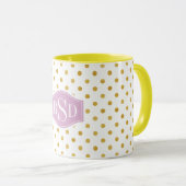 Het mooie gouden en witte monogram van mok (Voorkant rechts)