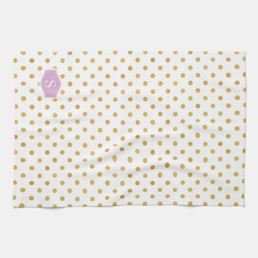 Het mooie gouden en witte monogram van theedoek (Horizontaal)