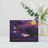 Het mooie heks schilderen van Halloween Briefkaart (Staand voorkant)
