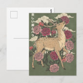 Het Mooie Hert En Rozen Briefkaart (Voorkant / Achterkant)
