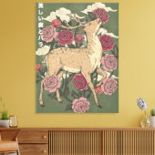 Het Mooie Hert En Rozen Canvas Afdruk (Insitu (Woonkamer))