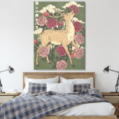 Het Mooie Hert En Rozen Canvas Afdruk (Insitu (Slaapkamer))