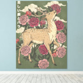 Het Mooie Hert En Rozen Canvas Afdruk (Insitu (Houten vloer))