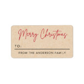 Het mooie kerstkraft-artikel is een cadeau-label etiket (Voorkant)