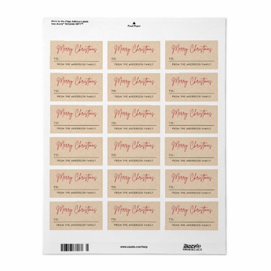 Het mooie kerstkraft-artikel is een cadeau-label etiket (Full Sheet)