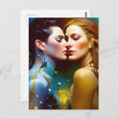 Het mooie lesbische overdekte kleurrijke schilderi briefkaart (Voorkant / Achterkant)
