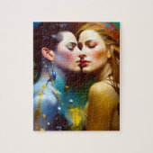 Het mooie lesbische overdekte kleurrijke schilderi legpuzzel (Verticaal)