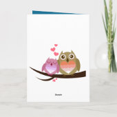 Het mooie Leuke Hoogtepunt van het Paar van de Uil Feestdagen Kaart (Achterkant)