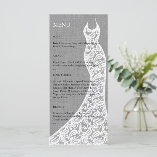 Het mooie Linen Vrijgezellenfeest-menu Menu (Staand voorkant)