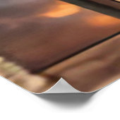 Het mooie meer door het raam met horizontale bocht poster (Hoek)