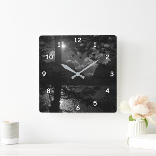 Het mooie meer in de Maan Light GRAY HANDS Vierkante Klok (Huis)