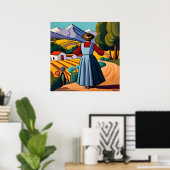 Het mooie Mexicaanse dorp in de bergen Poster (Thuiskantoor)